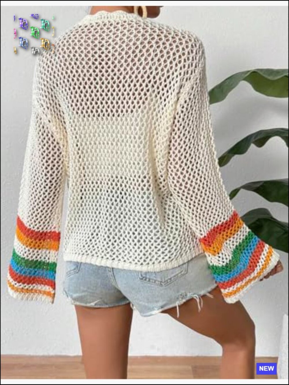 Floral Crochet Cardigan Sweater Hollow Out Lightweight Boho Casual Open Front - Picture 3 of 5